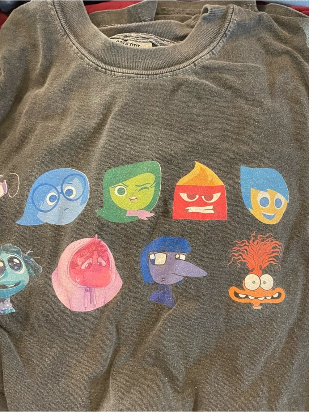 Comfort Colors Gray Crewneck with Multicolor Inside Out Faces